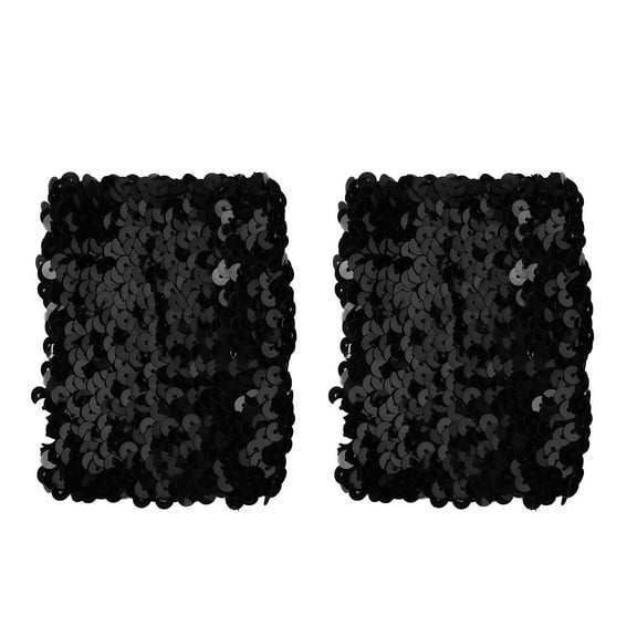 LiiYii Women Shiny Sequin Arm Sleeves Sparkle Oversleeves Stage Performance Dance Outfit Black One Size