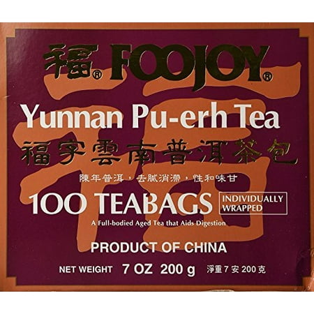 Foojoy Yunnan Pu-erh Tea 100 Individually Wrapped Teabags + One NineChef Spoon Per