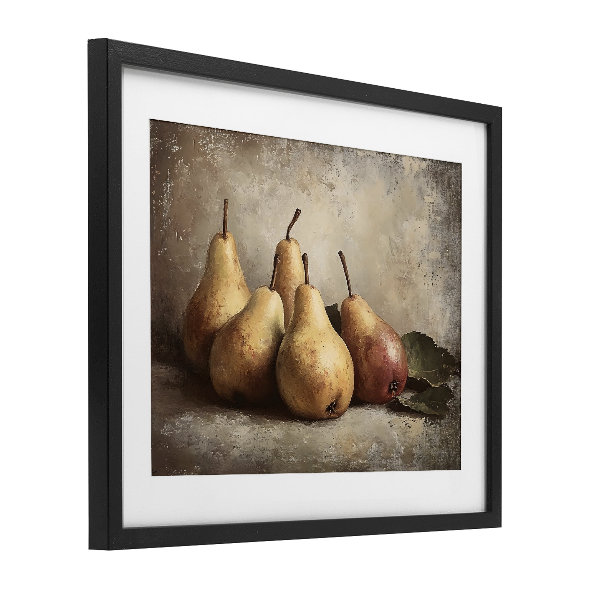 Stupell Industries Neutral Pear Still Life Black Framed Print Under Glass, design by Franklyn Gregory