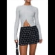 thumbnail image 2 of Suéter Corto Informal de Larga con Cuello Halter, Botones y Abertura Frontal para Mujer Gris XL, 2 of 7