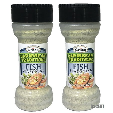 2 Pack Grace Caribbean Traditions Fish Seasoning Authentic Mix of Herbs & (Best Spices For Fish)