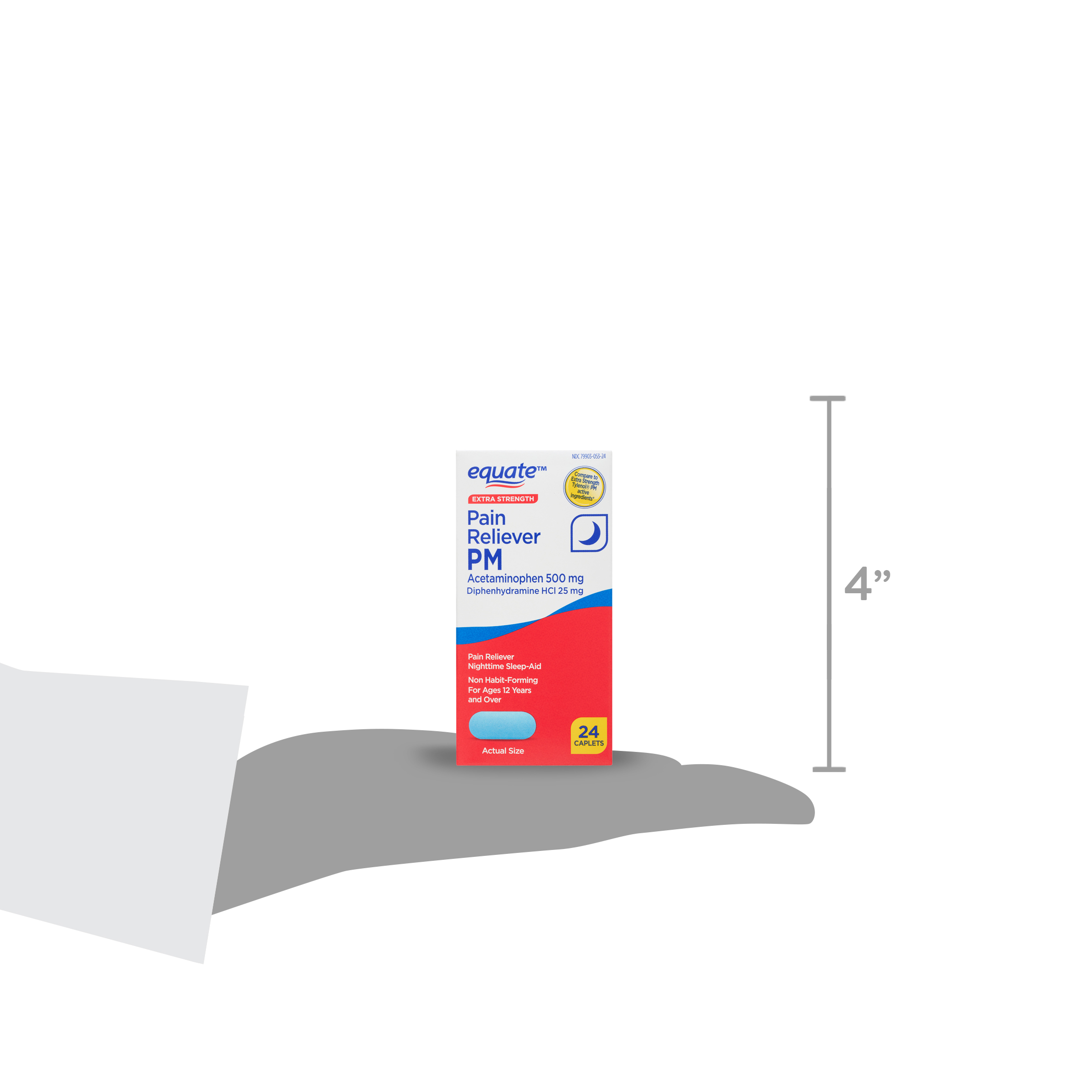 Equate Extra Strength Tylenol PM Comparar: Acetaminofén 500mg/Difenhidramina 25mg, 24 unidades 4
