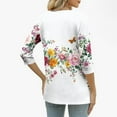 thumbnail image 3 of Levmjia Womens Tops Fashion 3/4 Sleeve T Shirt Casual Loose Fit Floral Printed Pullover Soft Polyester Round Neck Comfortable Tee For Daily Wear, 3 of 5