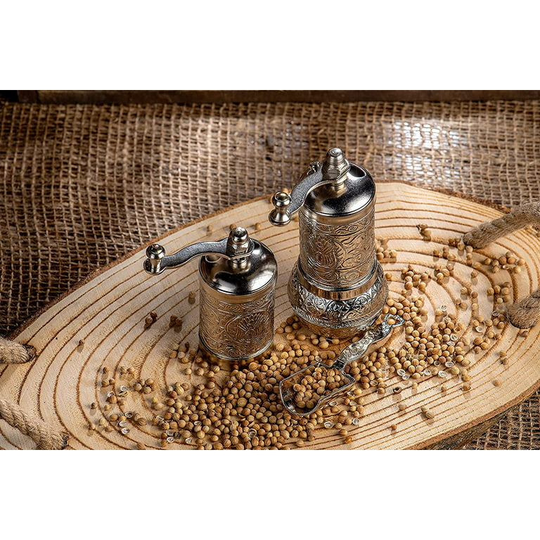Salt And Pepper Grinder Set - Herb Grinder - Pepper Grinder Mill - Pepper  Mill - Spice Grinder - Salt Grinder - Coffee Bean Grinder - Spice Grinder  Manual (Bright Silver) 