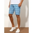 thumbnail image 2 of Unique Bargains Men's Plaid Shorts Straight Fit Comfort Flat Front Checked Shorts 32 Blue, 2 of 6