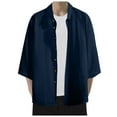 thumbnail image 6 of Siilsaa Shirts Men Men's Casual Striped Shirt Button Up Short Sleeve Soft Summer Beach Shirt(Navy,5XL), 6 of 7