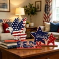 Japceit 3 Pack Patriotic Wooden Table Decor Set Star Eagle Sign ...