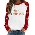 thumbnail image 1 of Gibobby Sudadera con forro polar Mujer Suéter de hombro del día de San Valentín Suéter de cuello redondo estampado femenino (Rojo, S), 1 of 3