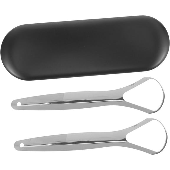 1 Set Cleaning Scraper Handheld Cleaner Metal Tongue Scraper Oral Care Cleaning Tool Tongue Scraper with Case Adults Tongue Cleaners Detergent Stainless Steel Tongue Scraping Metal