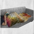 thumbnail image 6 of Summer Soft Flannel Fleece Throw Blanket, Sunset at the Beach Flip Flops Umbrella and Palm Trees Illustration, Cozy Plush for Indoor and Outdoor Use, 70" x 90", Orange and Yellow, by Ambesonne, 6 of 6