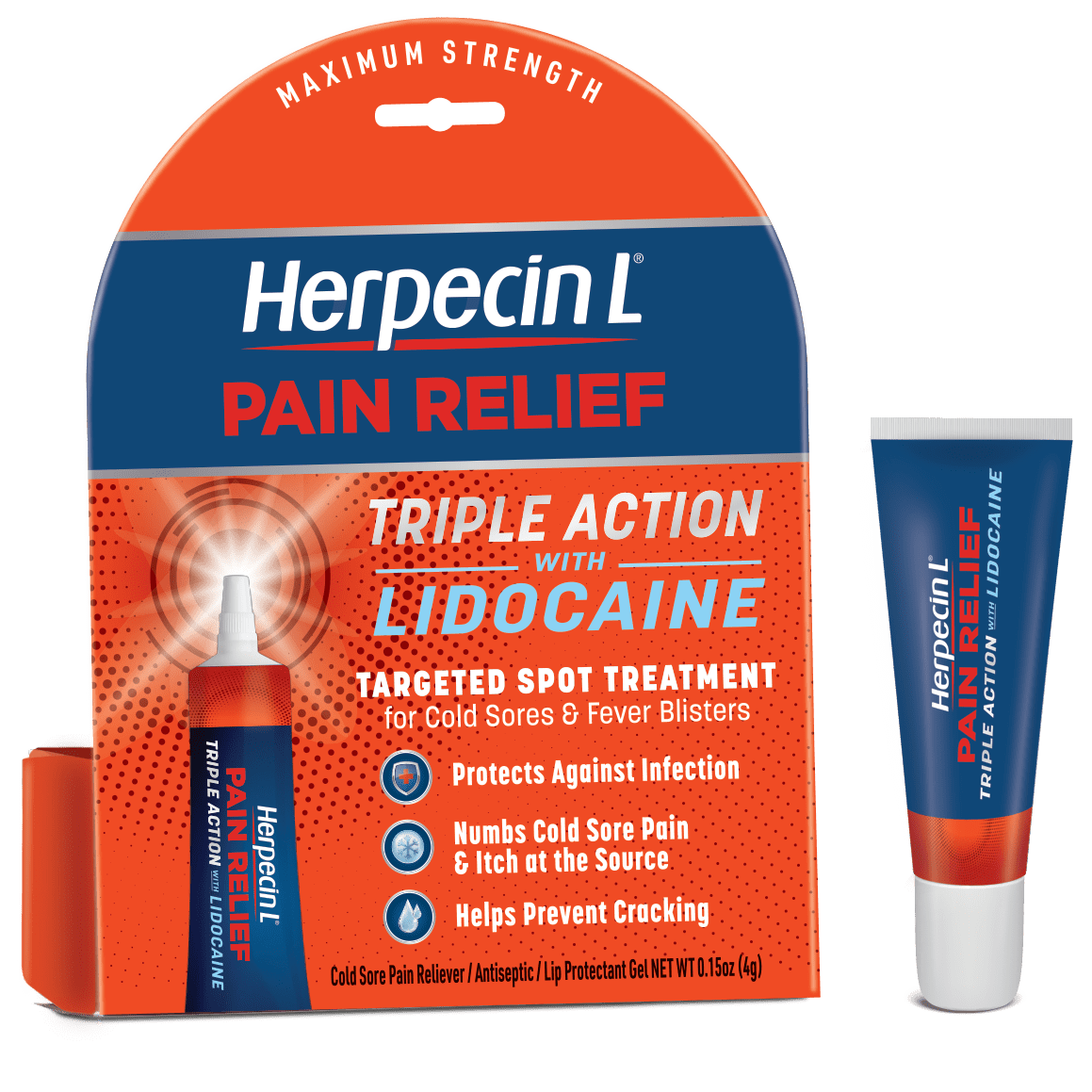 Herpecin-L Pain Relief with Lidocaine Cold Sore and Fever Blister Treatment Balm, 0.15 oz