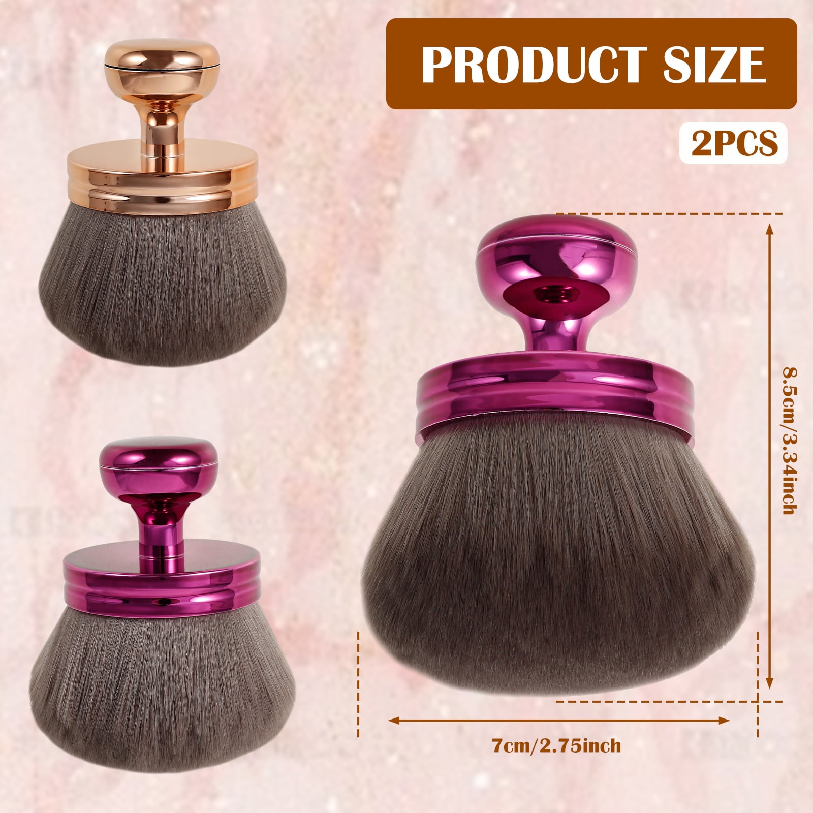 NUAHRHY 2pcs Self Tan Back Applicator Set Multipurpose Portable Large Body Makeup Brush Professional Oval Face Leg for Beginner Purple Gold