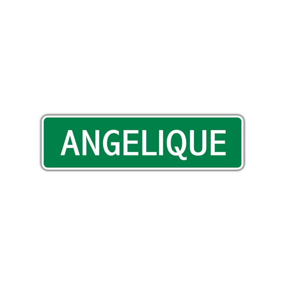 Angelique Girls Children Name Decoration Label Indoor Outdoor Unique Wall Novelty Letter Printed Plaque Aluminum Metal Sign 4"x13.5"