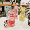 thumbnail image 3 of Summer Plastic Outdoor Sports Double Layer Cold Water Cup Red 350ML, 3 of 5