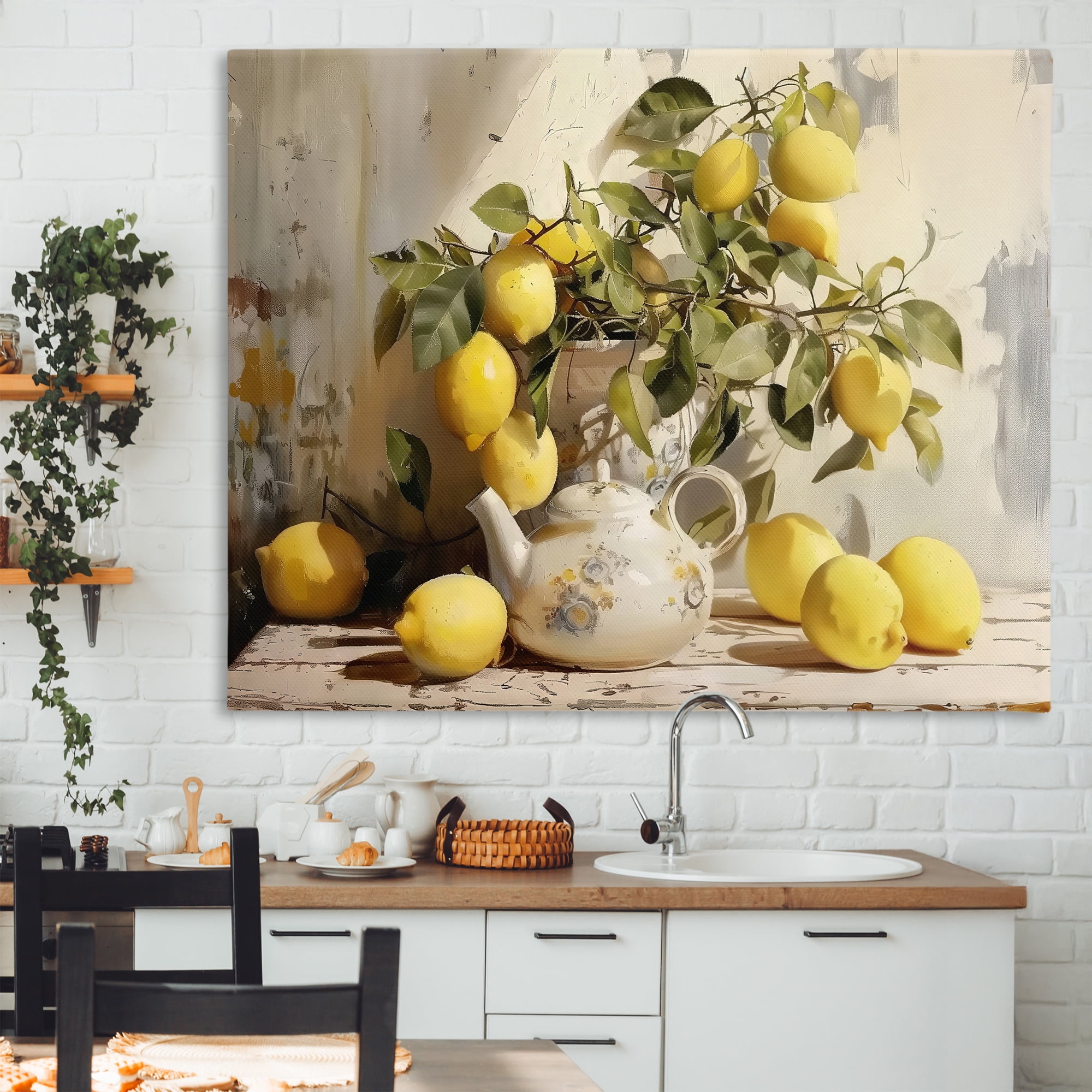 Stupell Industries Lemon Still Life with Teapot Canvas Wall Art, design by LSR Design Studio