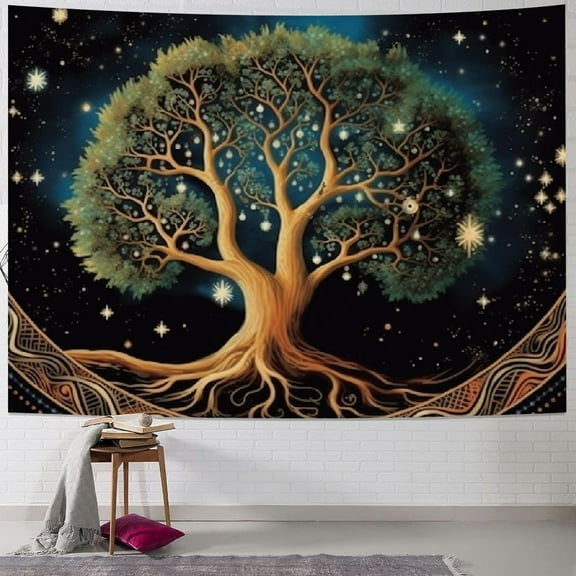 PRATYUS Moon Phase Tree of Life Tapestry Nature Flower Plant Butterfly Tapestries Boho Mandala Spiritual Tapestry Aesthetic Wall Hanging for Home Decor Bedroom Living Room Dorm Decor 40x30inch