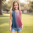 thumbnail image 2 of YDFCWXW Girls 4th of July Tank Tops Kids American Flag Patriotic Independence Day Shirts Sleeveless Cotton Tops 5-14T (Blue, XXL), 2 of 5