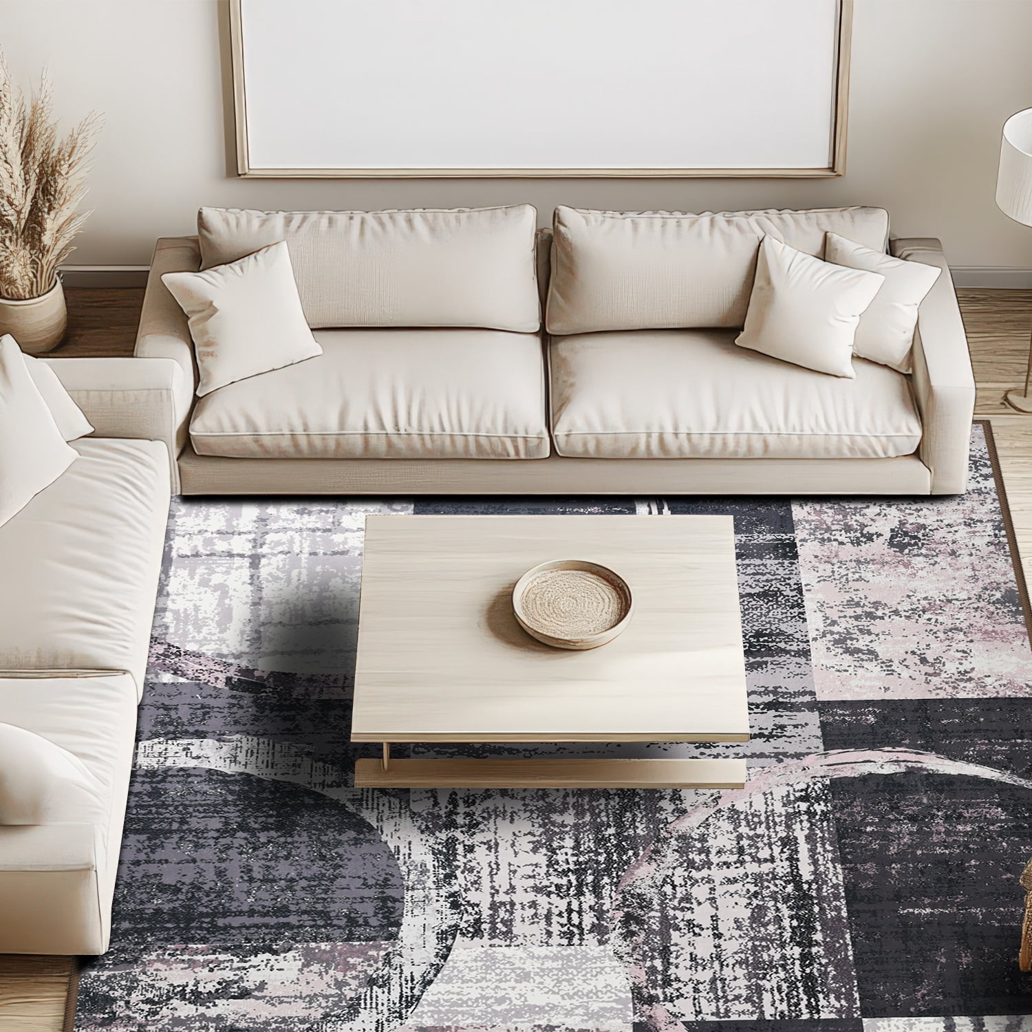 Wellber Abstract Rugs Fluffy Area Rug for Bedroom Living Room Home Decor Nursery Carpet,4'x6',Brown