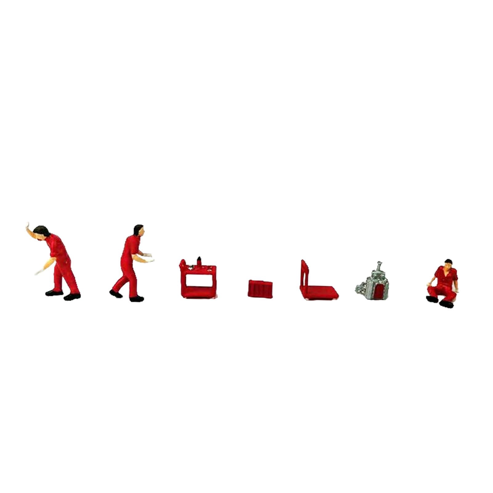 LeeQinersw Hand Painted 1/64 Miniature People Figurines Garage Scenes Sand Table Decoration red