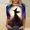 Blue, variant on Uootdi Halloween Shirts for Women Round Neck Three Quarter Purple Night Haunted House Pumpkin Print Halloween Costumes for Women Loose Fit Gothic Womens Tops