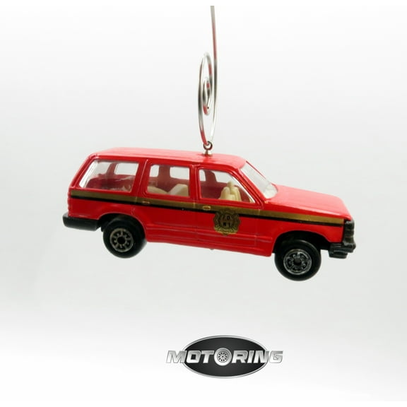 Ford Explorer Fire Dept Red Car Rare Christmas Ornament Diecast