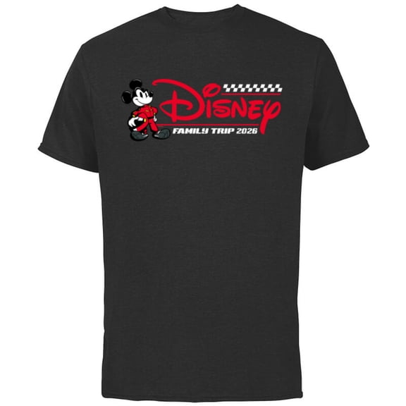Disney Mickey Mouse Race Car Driver Family Trip 2026 Racing - Short Sleeve Cotton T-Shirt for Adults - Customized-Black