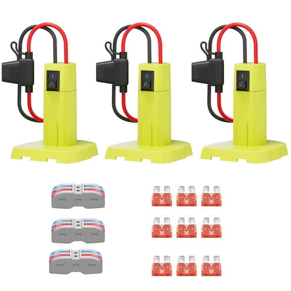 3pcs Battery Adapter Converter For Ryobi 18V ONE  - Power Wheels Adapter Conversion Kit With On/Off Switch, Fuse Protection & Wire Connectors