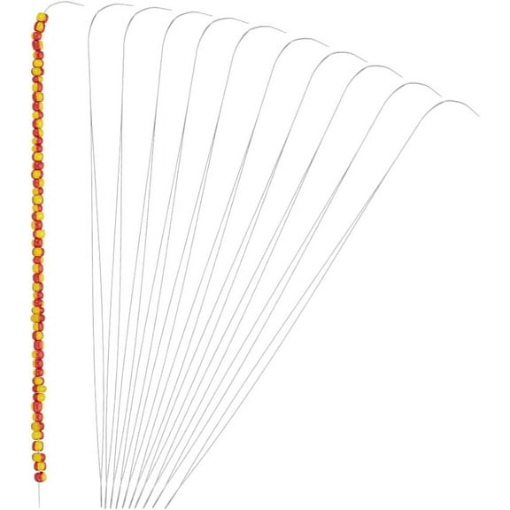 Beebeecraft 10Pcs Large Eye Beading Needles 4.57Inch Stainless Steel Bead Spinner Needles for Glass Seed Beads Waist Beads Bracelet Necklace Making