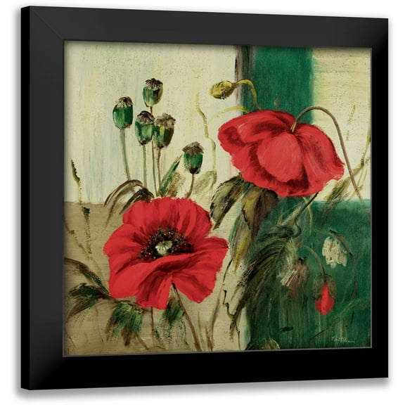 Schottler, Katharina 12x12 Black Modern Framed Museum Art Print Titled - Red poppies composition II