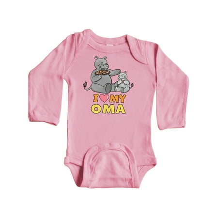

Inktastic I Love My Oma Hippos Gift Baby Boy or Baby Girl Long Sleeve Bodysuit