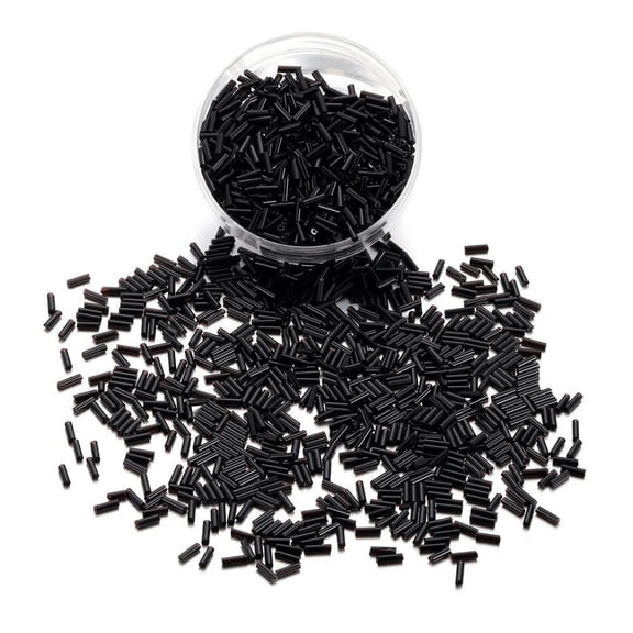 HOOUN 400/bags Multicolor 3MM Glass Tube Spacer Beads for Diy Jewelry Making Key Chain-Black