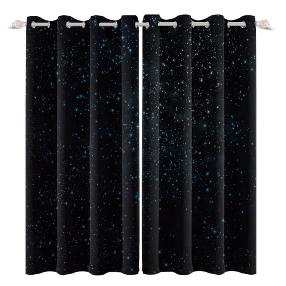 LFEEY Modern Curtains, Glitter Blackout Living Room Window Curtains, 2 Pcs , Black, 42x64 Inches