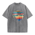 thumbnail image 4 of Telankuip Mens Retro Washing Short Sleeve T-Shirts Sunset Graphic Crewneck Casual Printed Tees 2026 Summer Beach Hawaiian Vintage Shirts Loose Comfy Casual Tops Grey L, 4 of 4