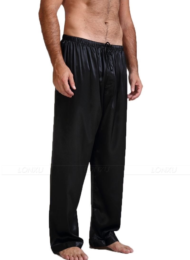 Mens Silk Satin Pajamas Pyjamas Pants 