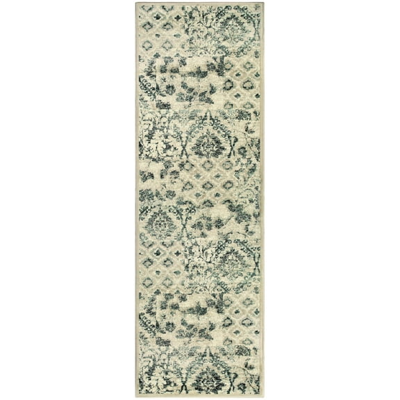 Superior Navan Distressed Floral Indoor Runner Rug, Ivory, 2' 6" x 8'