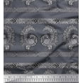 thumbnail image 1 of Soimoi Japan Crepe Satin Fabric Peacock Block Print Fabric by The Yard 42 Inch Wide, 1 of 3