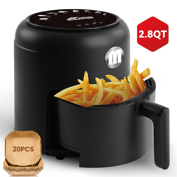 MIRASTON 2.8QT Air Fryer, Black - Compact, Digital Display, Nonstick