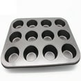 thumbnail image 3 of Basics Nonstick Round Muffin Baking Pan, 12 Cups,Gray,7.1"*9.5"*0.8",Carbon Steel Muffin Cupcake Baking Pan Non Stick Dishwasher Microwave Safe, 3 of 8