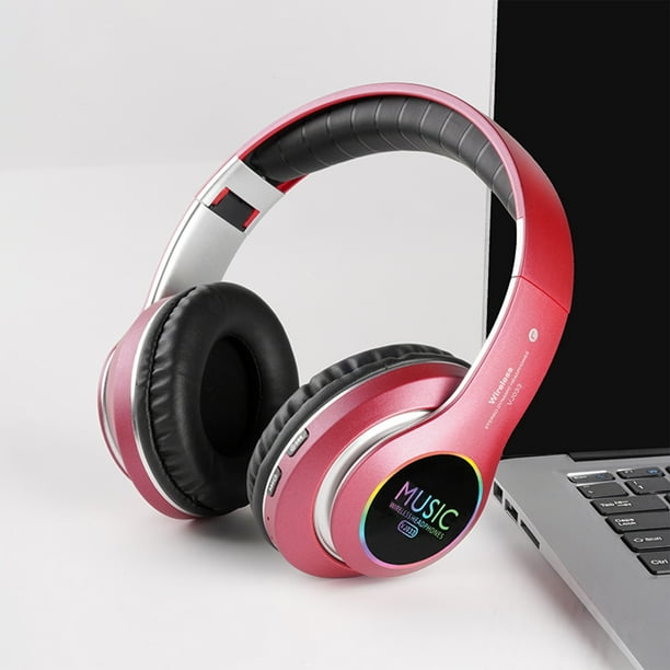 Ganfancp Auriculares Bluetooth Sobre La Oreja con Led, Inalámbrico Plegable y Auriculares con Cable Estéreo Tf, Fm para El Teléfono Celular, Pc, Orejeras Suaves y de Peso para El Uso Prolongado Rebaj