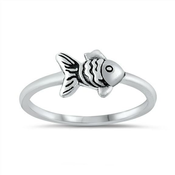 Cute Tiny Fish Aquatic Ocean Ring .925 Sterling Silver Band Jewelry Female Male Unisex Size 5