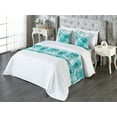 thumbnail image 3 of Peony Bed Runner Set, Watercolor Design Floral Pattern with Nautical Colors with Delicate Petals, Decorative Bedding Scarf & 2 Pillow Shams for Hotels Homes, Queen, Dark Seafoam Seafoam, by Ambesonne, 3 of 3