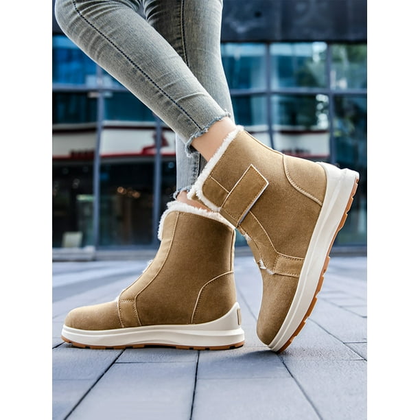Bottines de neige a talons carrés laine doublure bien chaude hotsell
