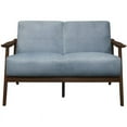 thumbnail image 2 of Lexicon Causeuse en Velours Bleu Gris et Noyer Foncé, 2 of 8