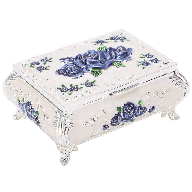 Vintage Jewelry Box Trinket Box Collection Small Gift Design Storage Box Rose Roses Zinc Alloy Velvet Jewellery Box