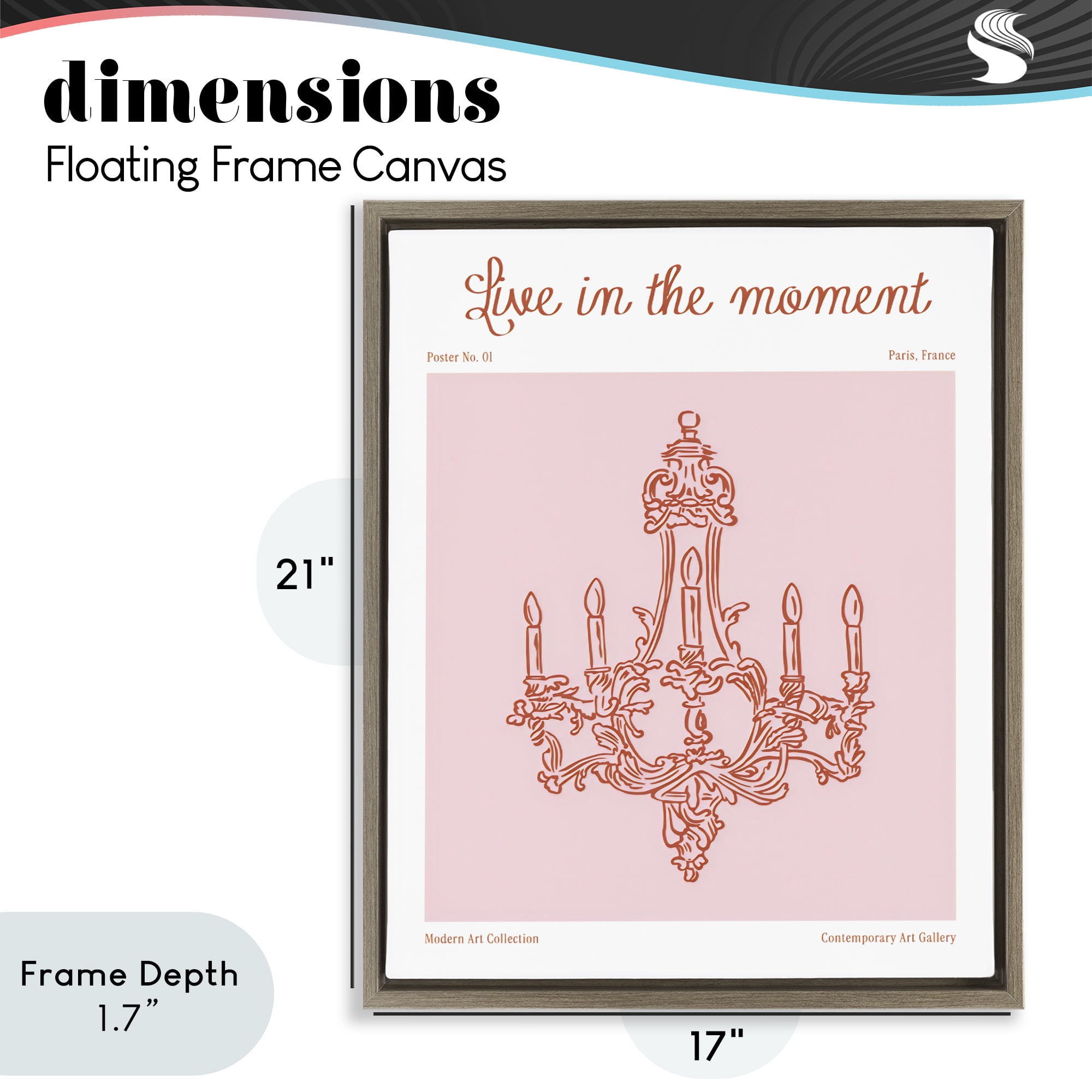 Stupell Industries Live In The Moment Chandelier Brown Framed Floater Canvas Wall Art, design by The Prints Vibe