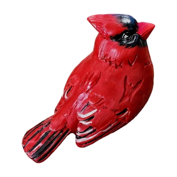 Resin Red Cardinal Bird Figurine, 3.54in Long Hand Painted Northern Cardinal Statue, Mini Realistic Bird Sculpture For Indoor Outdoor Table Decor