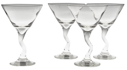 set of 4 Additional Vibrant Colors Available by TableTop King Libbey Clear Z Shaped Stem Martini Glasses 9 oz