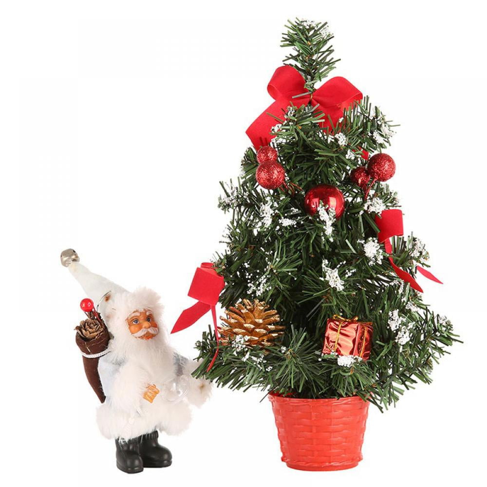 11.8in Tabletop Artificial Small Christmas Xmas Tree With LED Lights Ornaments 