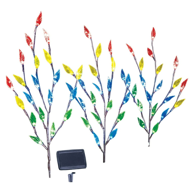 Bright Leaf Branch Solar Garden Lights with Adjustable Branches - Set of 3, Outdoor Decorative Accents Bright Leaf Branch Solar Garden Lights with Adjustable Branches - Set of 3, Outdoor Decorative Accents