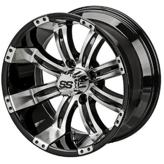 LSI Casino 15x7 Golf Cart Wheel - Black/Machined 3 4 [15091]